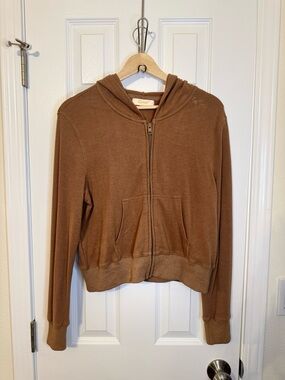 Brown Hooded Zip-Up Jacket - Women